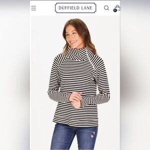 Duffield Lane The Bowen Supersoft Sweatshirt Navy & White Striped Top M